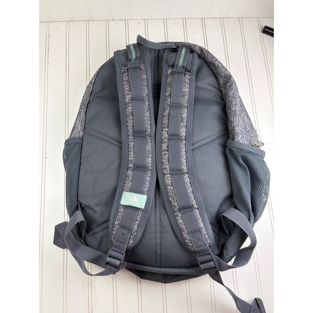 Adidas Excel V Heather Grey Mint Green School Gym Backpack Unisex - Picture 9 of 14